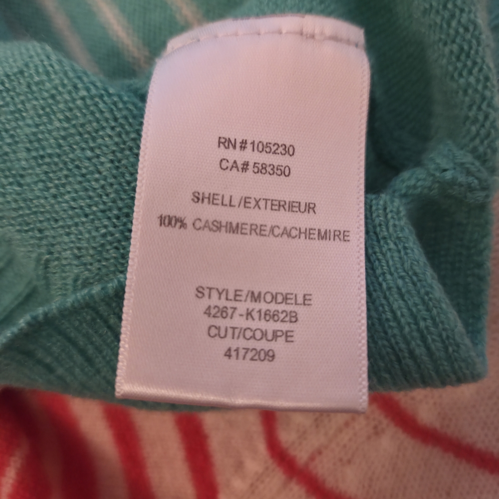 Joie 100% Cashmere Luxury Knit Sweater Small Colorblock Stripe Pink Teal - Picture 4 of 5
